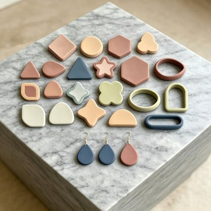 31Pcs Basic Polymer Clay Cutters Geometric Clay Earrings Cutters Polymer Jewelry Cutter for Earrings Making Party Festival DIY Supplies - color: Basic