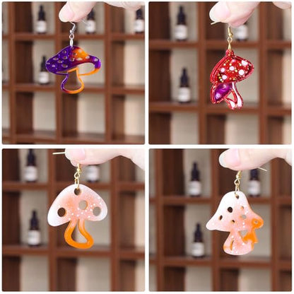 Rifanda Earring Resin Molds with Hole, 3 PCS Mushroom-Shaped Earrings Mold with 20 Pairs Earring Hooks & Studs, Silicone Jewelry Molds for Epoxy Resin for DIY Pendant Keychain Jewelry Making