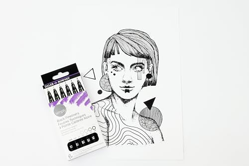 Daler Rowney Simply Fineliners Set, 6 Assorted Sizes, Black, Drawing, Illustration, Optimal for Entry-Level Artists & Hobbyists