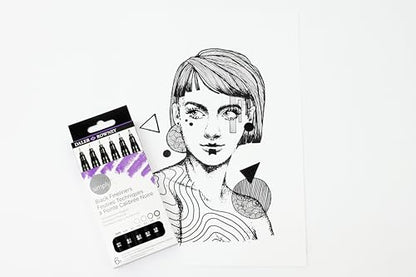 Daler Rowney Simply Fineliners Set, 6 Assorted Sizes, Black, Drawing, Illustration, Optimal for Entry-Level Artists & Hobbyists