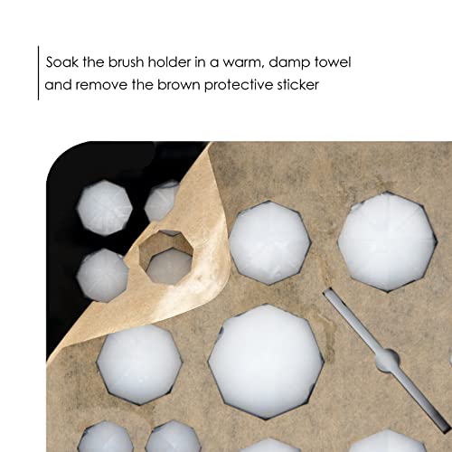 Makeup Brushes Drying Rack with Silicone Mat, 26 Holes Acrylic Brush Holder Stand Tree Tray, Adjustable Makeup Brush Holder - color: Black