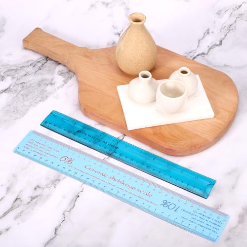 2pcs Ceramic Shrinkage Scale Ruler, Professional Ceramic & Pottery Clay Measuring Rulers with Standard Ruler for Artists & DIY Modeling Carving Shaping Tools Supplies