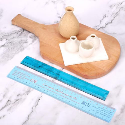 2pcs Ceramic Shrinkage Scale Ruler, Professional Ceramic & Pottery Clay Measuring Rulers with Standard Ruler for Artists & DIY Modeling Carving Shaping Tools Supplies
