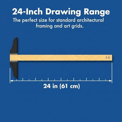 ALVIN Wood T-Square 24" Transparent Edge Model C24 for Art Framing and Drafting - 24" inches - size: 24", style: Wood Transparent Edge