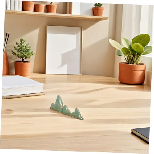 KALLORY Ceramic Calligraphy Brush Rest Holder Mountain Shape Paint Brush Organizer for Chinese Painting Artists Desktop Art Storage and Calligraphy Practice Tools