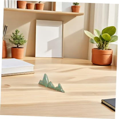 KALLORY Ceramic Calligraphy Brush Rest Holder Mountain Shape Paint Brush Organizer for Chinese Painting Artists Desktop Art Storage and Calligraphy Practice Tools