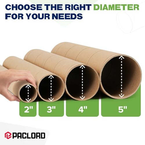 4" x 72" Reinforced Kraft Paper Mailing Tube, Pack of 6 Tubes with 12 Caps – Secure USPS Approved Poster Tube – Made in USA Cardboard Tube for Shipping and Storing Posters, Prints, Artwork - size: 4" x 72", style: Standard Duty