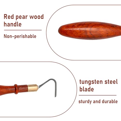 Clay Sculpting Tools, Double-Ended Tungsten Steel Cutter Head Clay Sculpture Tool African Coralwood Ribbon Cutter Clay Pottery Modelling Carving Tool for Pottery Ceramics Craft (L-Shape)