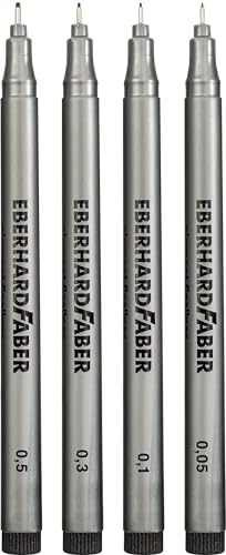 Eberhard Faber 558104 Pigment Fineliner Black 4 Markers with Waterproof Ink