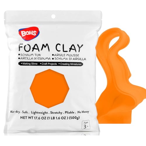 BOHS Orange Modeling Foam Clay - 1.1 Lbs, Squishy,Soft, Air Dry -for Flower Mirror,Cosplay,Fake Bake, Slime Supplies-500g - color: Orange, size: 500 g