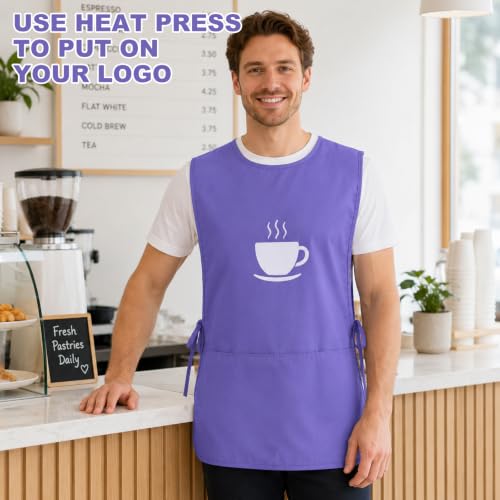 TFTAFAN Cobbler Apron Unisex Waterproof Apron with 2 Deep Pockets Art Smock for Painting Cleaning Artiest Apron work kitchen - color: Purple