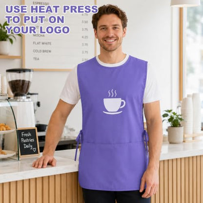 TFTAFAN Cobbler Apron Unisex Waterproof Apron with 2 Deep Pockets Art Smock for Painting Cleaning Artiest Apron work kitchen - color: Purple