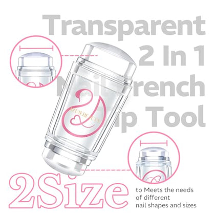 AZUREBEAUTY French Tip Stamp, 6Pcs French Tip Tool, Soft Silicone Nail Stamper, 2 in 1 French Manicure Kit with Nail Stamp Heads, Scraper and Replacement Heads, Nail Art Tools for Home DIY Salon - size: 6Pcs