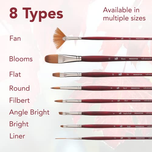 Princeton Velvetouch Artiste, Mixed-Media Brush for Acrylic, Watercolor & Oil, Series 3900 Long Handle Fan 4 (PB3900FN4)