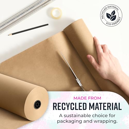 Bryco Goods Brown Packing Paper Roll 18" x 14,400" (1200ft) - Made in USA, Eco-Friendly Void Fill for Moving, Shipping & Box Cushioning - Sustainable, Recyclable, Kraft Paper Thickness - color: Brown, size: 18" x 1200'