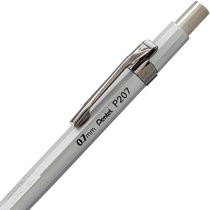 Pentel Sharp Mechanical Pencil, (0.7mm), Medium Line, Metallic Barrel, Assorted Colors, Pack of 3 (P207MBP3M)