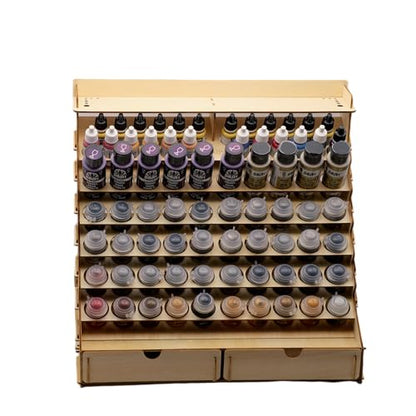 Craft Paint Storage-Modular Paint Organizer - Holds 74 Bottles of Paints, 14 Brushes, 2 Cabinets, and 6 Miniature Stands - Art Tool Storage Rack for Miniature Paint Set - size: 74
