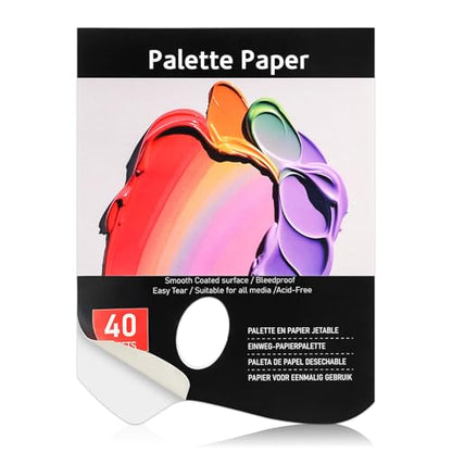 Palette Paper Pad, 9"x12" Disposable Paint Palette Paper, 40 Heavyweight Sheets (120gsm/73lb) for Oil, Acrylic, Watercolor - Mixing Palette Pad with Tear-Off Design - size: 9 x12 inch