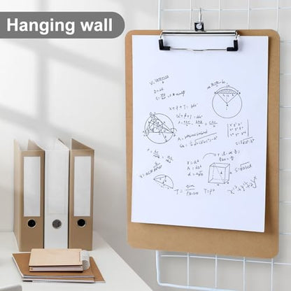 Wood Clipboards Set of 2, Letter Size Hardboard Clip Board 8.5x11 | A4 Standard Size 9" x 12.5" for Classroom, Students, Office & School Supply