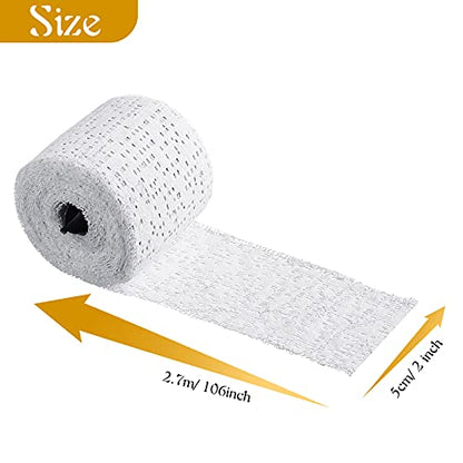 2 Rolls White Plaster Cloth Gauze Bandages Rolls Plaster Strips Easy to Use Halloween DIY Crafts for Wrap Strips, Belly Cast, Mask Making, Scenery Construction, Hobby Crafts(2 Inch x 8.8 Feet)
