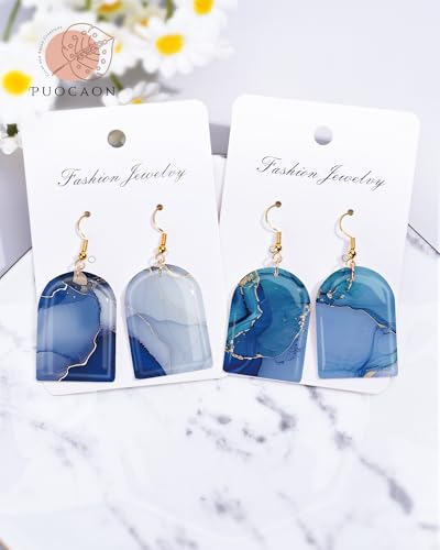 Puocaon Abstract Clay Transfer Paper - 18 Pcs Colorful Marble Art Design Transfer Sheets for Polymer Clay Colorful Earrings Design Jewelry Making - color: blue marble