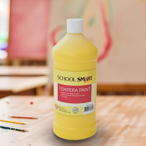 School Smart Tempera Paint, Yellow, 1 Quart Bottle - color: Yellow