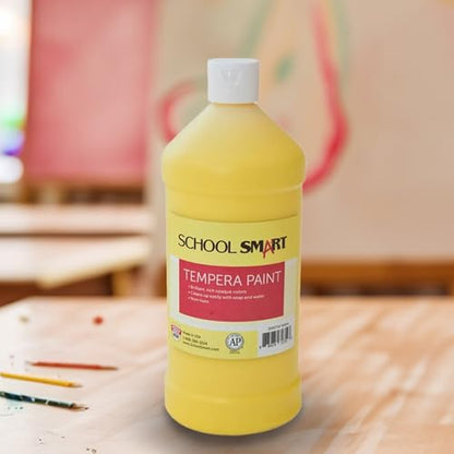 School Smart Tempera Paint, Yellow, 1 Quart Bottle - color: Yellow