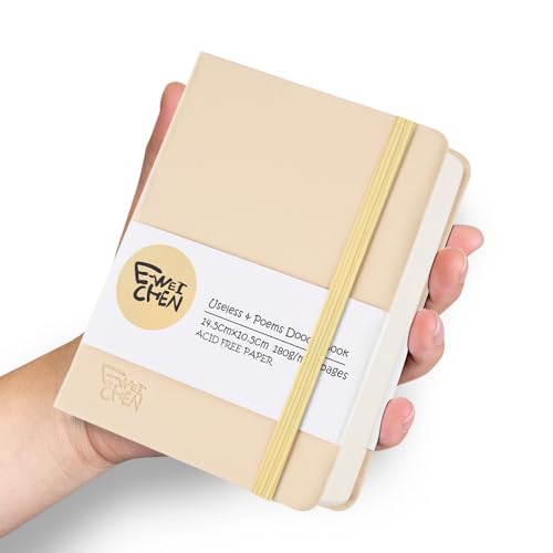 Hardcover 96Pages Blank Sketch Book for Drawing, Small 5.7x4.1 Pocket Journal Notebook for Travel, 180gsm Thick Paper Diary Notebooks for Work, PU Cover Memo for Writing. Beige - color: PU Cover-5.7x4.1in-Beige