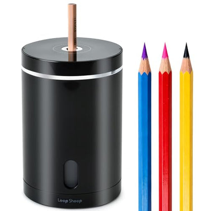 Electric Pencil Sharpener, Fully Automatic Pencil Sharpener with Auto in and Out, Rechargeable and Hands-Free for Standard 6-8mm Pencils, Perfect for Classroom (Black and Silver) - color: Black & Silver