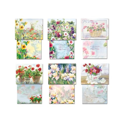 Leanin' Tree The Art of Judy Buswell Floral Greeting Variety for Birthday Cards and Birthday Card Messages, Garden Watercolor All Occasion Set of 20, Includes Cards for All Occasions