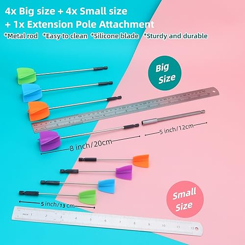 4/Large+4/Small Sizes Silicone Resin Mixer Paddles,Reusable Reusable Paint and Resin Mixer Paddle to Mix Epoxy Resin, Paint, Ceramic Glaze and Reduce Bubbles - Paint Mixer for Drill (4/Large+4/Small)