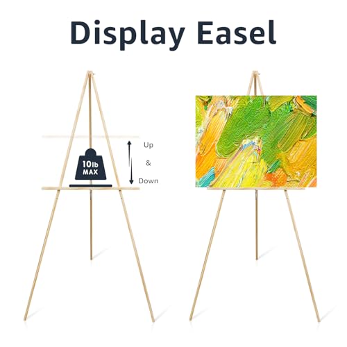 Wooden Easels for Display, Wood Easels for Wedding Signs, Stand Tripod with Adjustable Tray A-Frame Light Duty for Poster, Welcome Sign, Art Show & Baby Shower (3 Pack, 63") - color: 3Pack-Natural