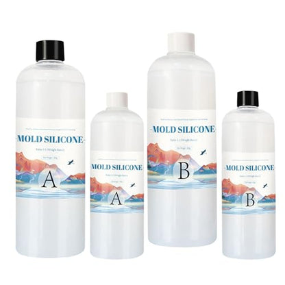 Silicone Mold Kit - Professional Silicone Mold Maker Liquid Kit, 1:1 Mixing Ratio Translucent Clear Rubber, DIY Resin Casting Material, 3D Candle Soap Wax Mould | for Artists Crafters Hobbyists - color: 200g set (A, B each 100g) mold silicone (hardness 15