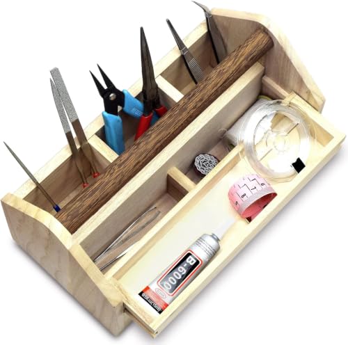 Ikee Design Personalized Custom Engraved Wooden Craft Toolbox Caddy with 5 Compartments | Customize Small Wooden 5-Compartment Craft Tool Box - color: Personalized