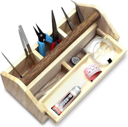 Ikee Design Personalized Custom Engraved Wooden Craft Toolbox Caddy with 5 Compartments | Customize Small Wooden 5-Compartment Craft Tool Box - color: Personalized