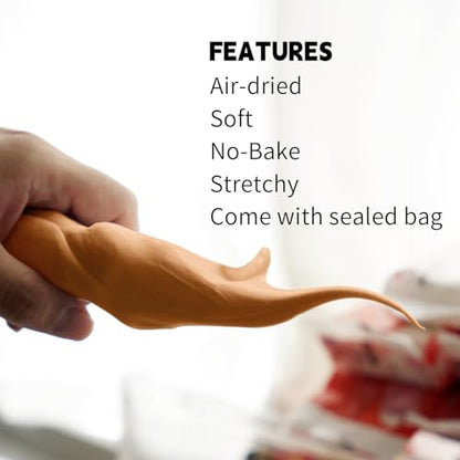 Lightweight Clay - Air Dry Clay, Ultra Light & Soft, Safe & Non-Toxic, Moldable & Flexible, DIY Modeling Clay for Anime Figures, Sculpting, Molding, Creative Art Crafts - color: Orange