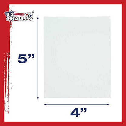 U.S. Art Supply 4 X 5 Inch Art Canvas Board Panels 12 Pack - 8 Ounce Heavyweight Cotton Acid Free Canvases for Painting Acrylics and Watercolor (1 Case of 12 Single Canvas Painting Panels) - size: 4" x 5"