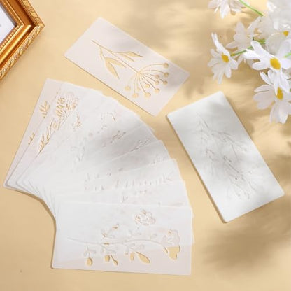 18 Sheet Flower Stencils for Painting, Large Floral Stencils for Walls Reusable with Leaf Vine Designs Wood, Wall, Furniture, Canvas, Home Decor DIY Crafts