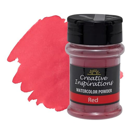 Creative Inspirations Powder Watercolor Paint - 38g Shaker Bottle, Red - Dye-Based Water-Soluble Crystalline Pigments - Non-Toxic, Perfect for Abstract and Spontaneous Effects - color: Red, style: Pack of 1