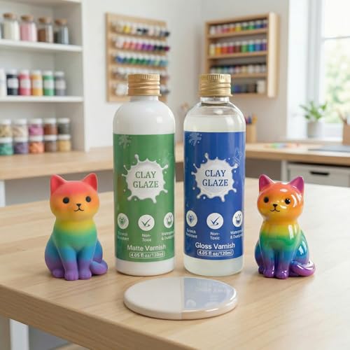Air Dry Clay Glaze, 120ml Matte Finish, Prevent Clay Cracking, Scratch Resistant, Waterproof & Dustproof, for Crafts, Ceramics, Wood, Clay Sealant with Brush & Measuring Cup (4fl oz Matte) - color: Matte