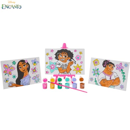 Innovative Designs Disney Encanto Canvas Paint Set for Kids with 3 Canvases, Acrylic Paint, Paintbrush, & Easel - color: Encanto