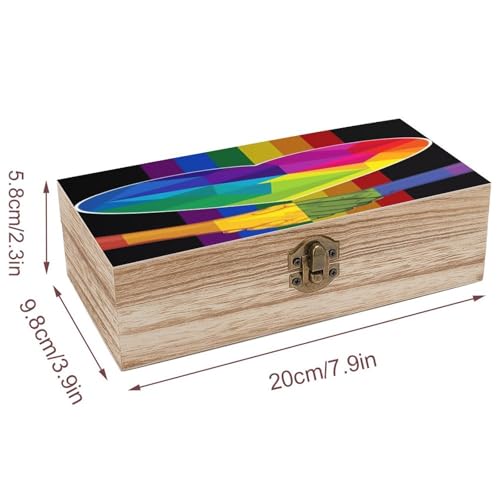 LGBT Rainbow Gay Pride Flag Handshake Love Pride Day Jewelry Box Wooden Rustic Multi-Purpose Organizer with Front Clasp for Jewelry, Crafts, Accessories & Small Items - color: style-9