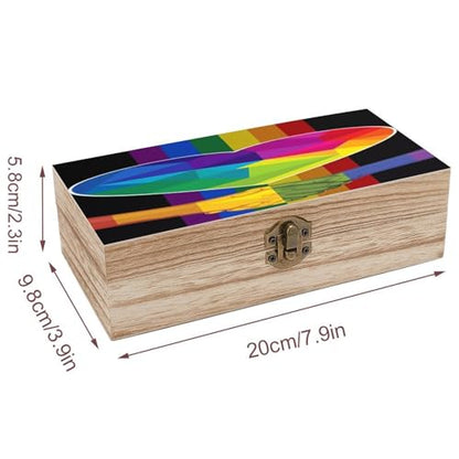 LGBT Rainbow Gay Pride Flag Handshake Love Pride Day Jewelry Box Wooden Rustic Multi-Purpose Organizer with Front Clasp for Jewelry, Crafts, Accessories & Small Items - color: style-9