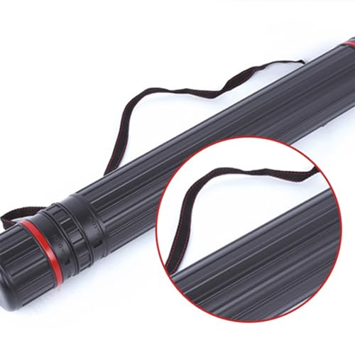 DEWEL 2Pcs Poster Tube Extends from 30" to 51", Waterproof Telescoping Plastic Art Tube for Poster Art Document Blueprint Fishing Rod, Light Resistant with Carrying Strap(Black XL Size) - color: Black (Striped), size: X-Large