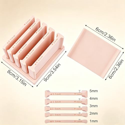 Polymer Clay Thickness String Roller Tool, 5 Size Even-Thickness Guides with Base, Strip Cutter for DIY Earrings, Jewelry Making and Clay Art (Pink) - color: Pink