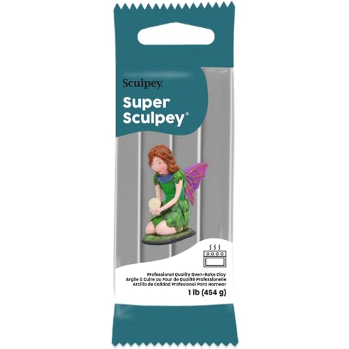 Super Sculpey: Polymer Clay: Gray - 1 lb Pack - Soft Oven Bake Clay, Non-Toxic, Created for Advanced Sculptors-Artists-Model Makers-Movie Studios - size: osfa
