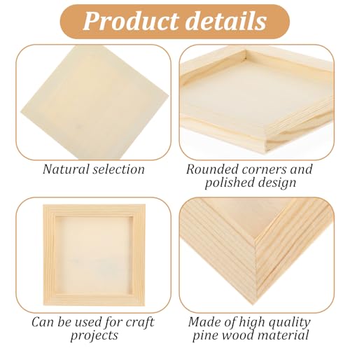20 Pack 5x5 Inch Wood Canvas Panels, 1cm Thick Unfinished Pine Wooden Boards for Artists, Painting, Burning, Pouring Art, String Crafts and DIY Projects