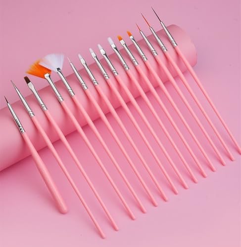 FULINJOY 21Pcs Nail Art Brushes Set, 1 Resin Nail Art Palette, 5 Nail Art Dotting Pens, 15 Nail Art Brushes, Nail Polish Mixing Palette Double-Ended Dotting Pen Nail Liner Brush Nail Drawing Brushes