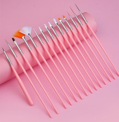 FULINJOY 21Pcs Nail Art Brushes Set, 1 Resin Nail Art Palette, 5 Nail Art Dotting Pens, 15 Nail Art Brushes, Nail Polish Mixing Palette Double-Ended Dotting Pen Nail Liner Brush Nail Drawing Brushes