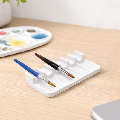 6 Slots Paint Brush Rest Holder – Portable Durable Brush Holder Caddy, Easy to Clean Artist Tool Organizer for Painting Art Accessories, 4.6×2×0.6 Inch